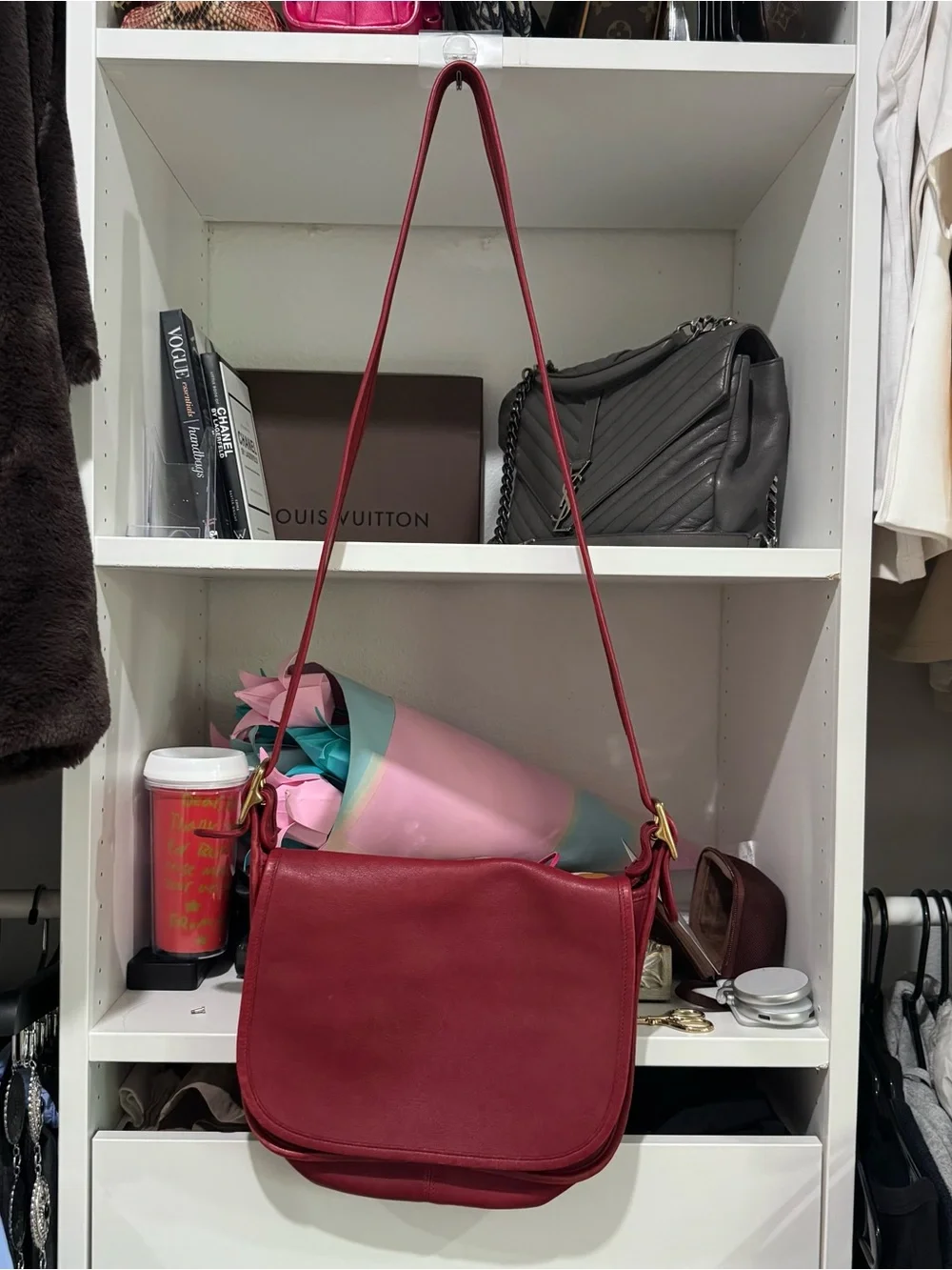 Coach Red Leather Saddle Bag